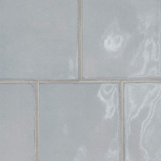 5x5 Renzo Patterned Natural-Look Glossy Textured Ceramic Tile Gray Blue