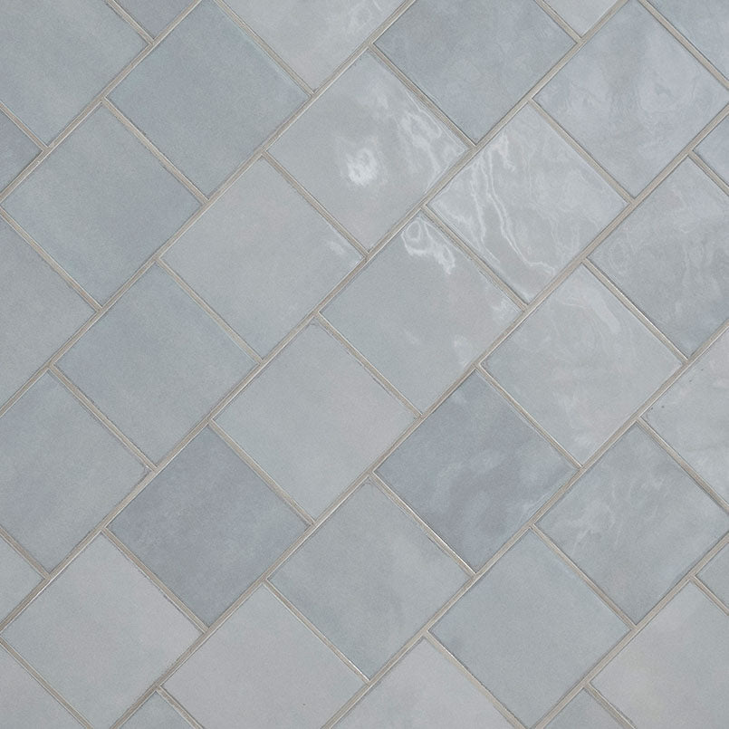 5x5 Renzo Patterned Natural-Look Glossy Textured Ceramic Tile Gray Blue