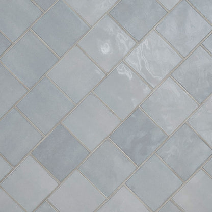5x5 Renzo Patterned Natural-Look Glossy Textured Ceramic Tile Gray Blue