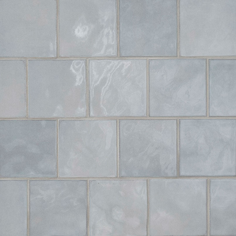 5x5 Renzo Patterned Natural-Look Glossy Textured Ceramic Tile Gray Blue