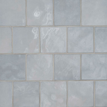 5x5 Renzo Patterned Natural-Look Glossy Textured Ceramic Tile Gray Blue