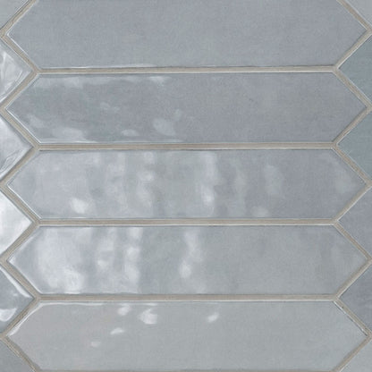 2.5x13 Renzo Picket Patterned Natural-Look Glossy Textured Ceramic Tile Gray Blue