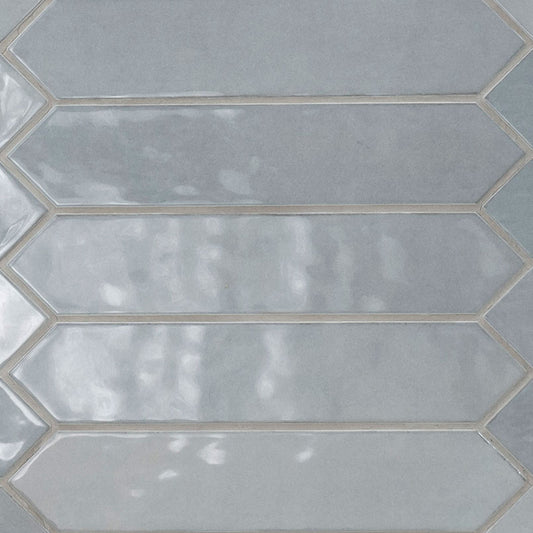2.5x13 Renzo Picket Patterned Natural-Look Glossy Textured Ceramic Tile Gray Blue