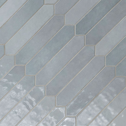 2.5x13 Renzo Picket Patterned Natural-Look Glossy Textured Ceramic Tile Gray Blue