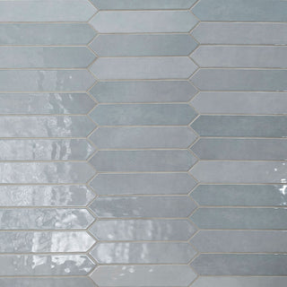 Gray Blue - 2.5x13 Renzo Picket Patterned Natural-Look Glossy Textured Ceramic Tile