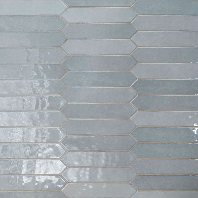 2.5x13 Renzo Picket Patterned Natural-Look Glossy Textured Ceramic Tile Gray Blue