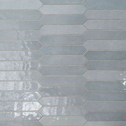2.5x13 Renzo Picket Patterned Natural-Look Glossy Textured Ceramic Tile Gray Blue