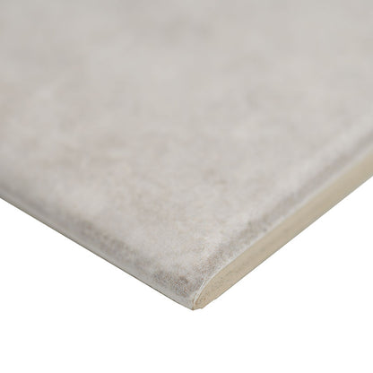 3x12 Renzo Patterned Natural-Look Glossy Textured Ceramic Bullnose Tile Pearl Gray