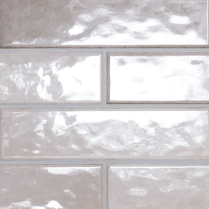 3x12 Renzo Patterned Natural-Look Glossy Textured Ceramic Tile Pearl Gray