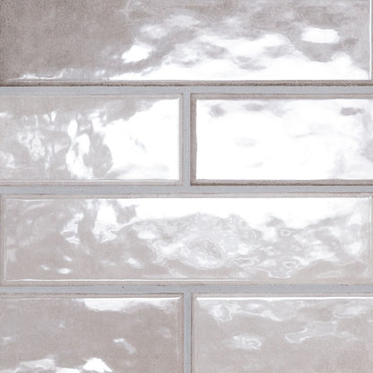 3x12 Renzo Patterned Natural-Look Glossy Textured Ceramic Tile Pearl Gray