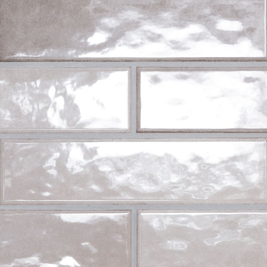 3x12 Renzo Patterned Natural-Look Glossy Textured Ceramic Tile Pearl Gray