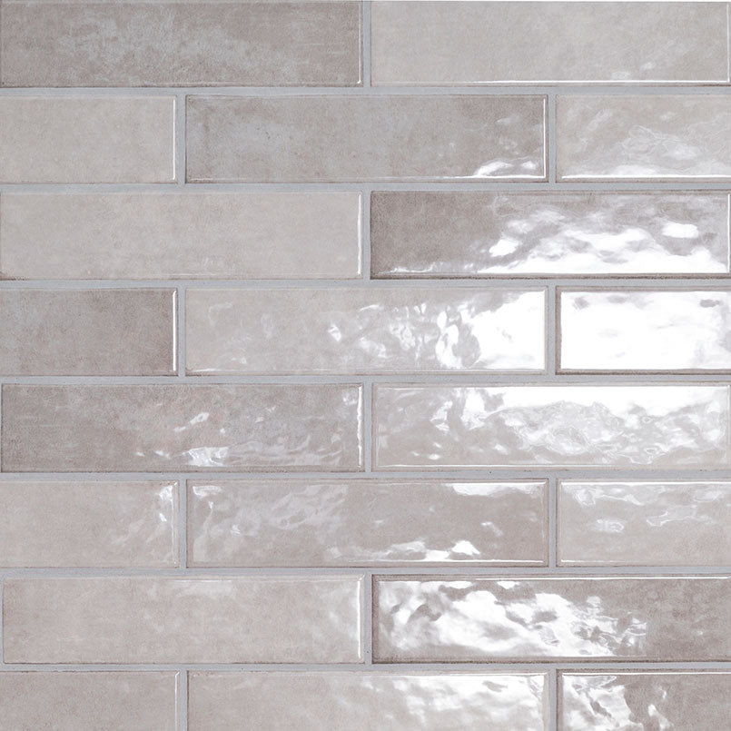 3x12 Renzo Patterned Natural-Look Glossy Textured Ceramic Tile Pearl Gray