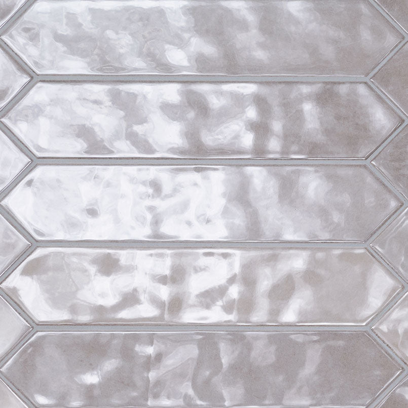 2.5x13 Renzo Picket Patterned Natural-Look Glossy Textured Ceramic Tile Pearl Gray