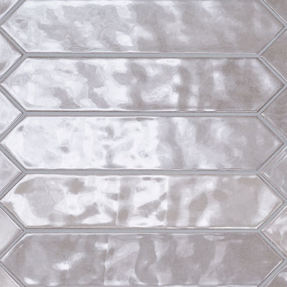 2.5x13 Renzo Picket Patterned Natural-Look Glossy Textured Ceramic Tile Pearl Gray
