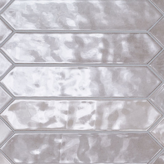 2.5x13 Renzo Picket Patterned Natural-Look Glossy Textured Ceramic Tile Pearl Gray