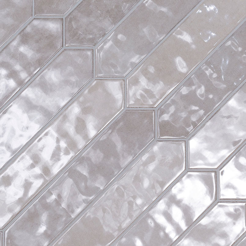 2.5x13 Renzo Picket Patterned Natural-Look Glossy Textured Ceramic Tile Pearl Gray