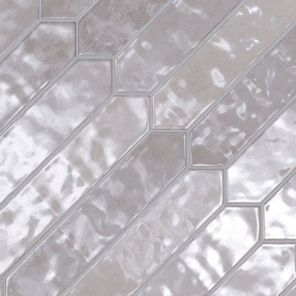 2.5x13 Renzo Picket Patterned Natural-Look Glossy Textured Ceramic Tile Pearl Gray