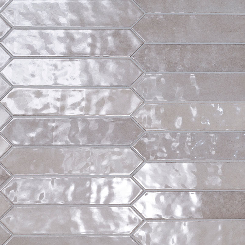 2.5x13 Renzo Picket Patterned Natural-Look Glossy Textured Ceramic Tile Pearl Gray