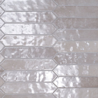 Pearl Gray - 2.5x13 Renzo Picket Patterned Natural-Look Glossy Textured Ceramic Tile