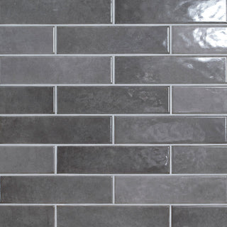 Dark Gray - 3x12 Renzo Patterned Natural-Look Glossy Textured Ceramic Tile