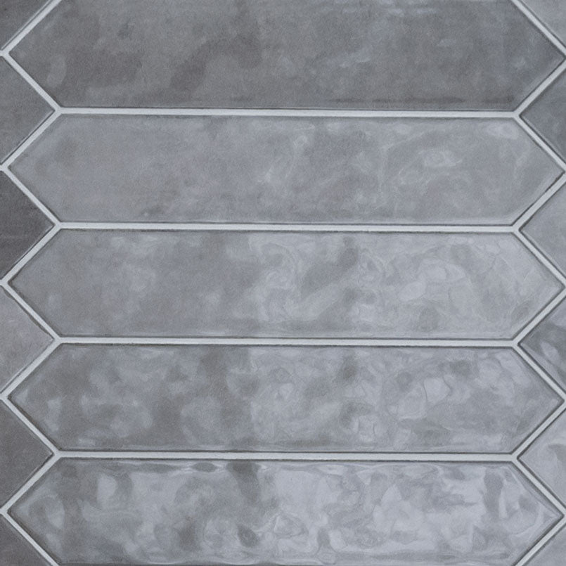 2.5x13 Renzo Picket Patterned Natural-Look Glossy Textured Ceramic Tile Dark Gray