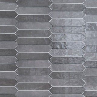Dark Gray - 2.5x13 Renzo Picket Patterned Natural-Look Glossy Textured Ceramic Tile
