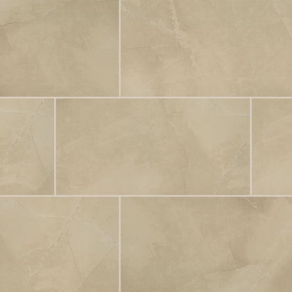 12x24 Sande Stone-Look Matte Smooth Porcelain Tile Beige Sand