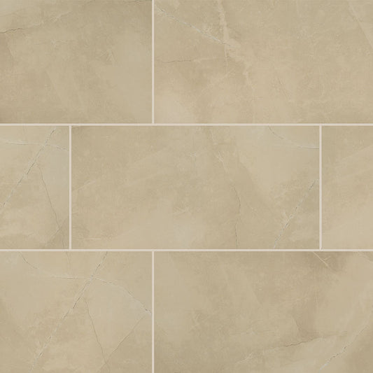 12x24 Sande Stone-Look Matte Smooth Porcelain Tile Beige Sand