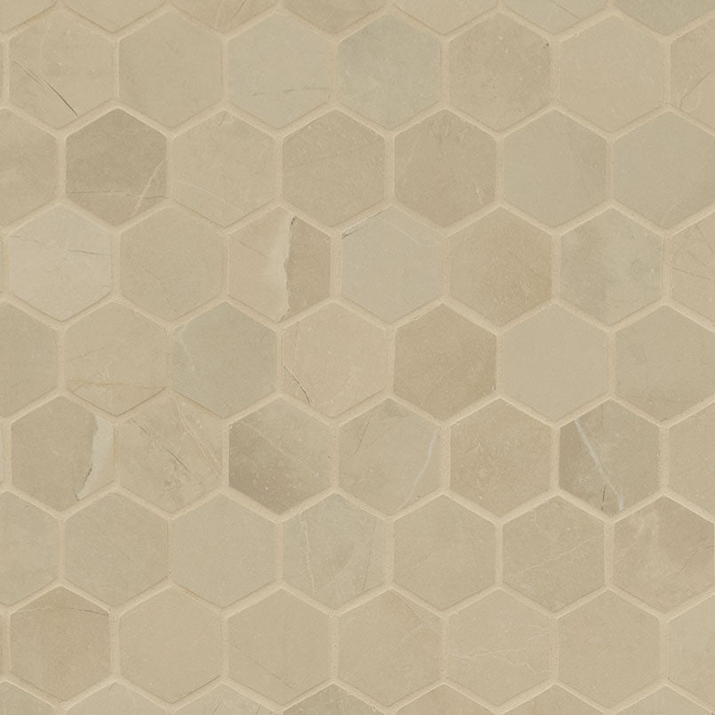 2x2 Sande Hexagon Mosaic Stone-Look Matte Smooth Porcelain Tile Beige Sand