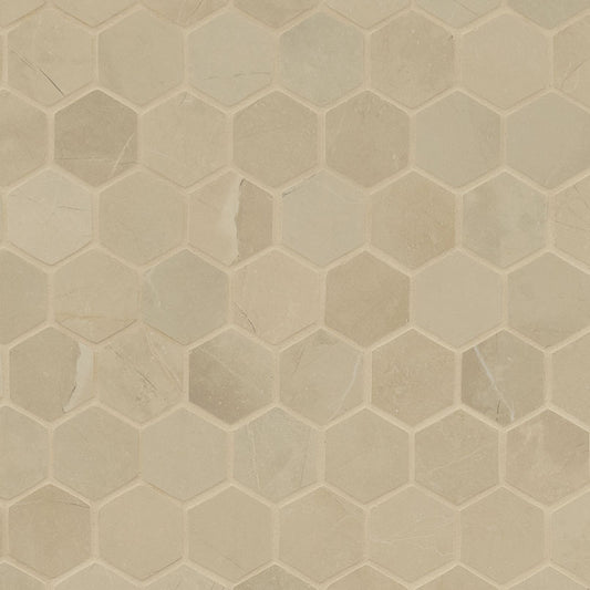 2x2 Sande Hexagon Mosaic Stone-Look Matte Smooth Porcelain Tile