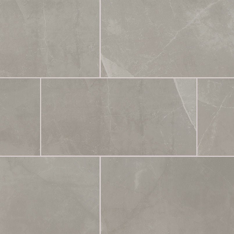 12x24 Sande Stone-Look Polished Smooth Porcelain Tile Grey Stone