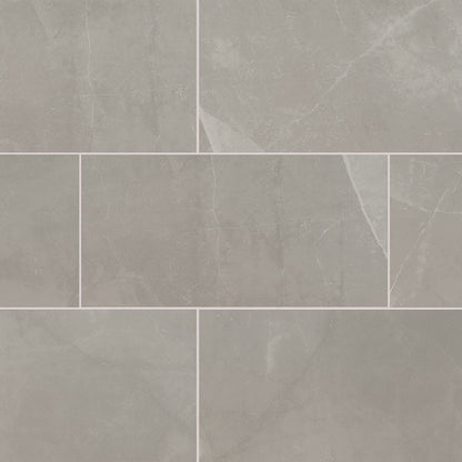 12x24 Sande Stone-Look Polished Smooth Porcelain Tile Grey Stone