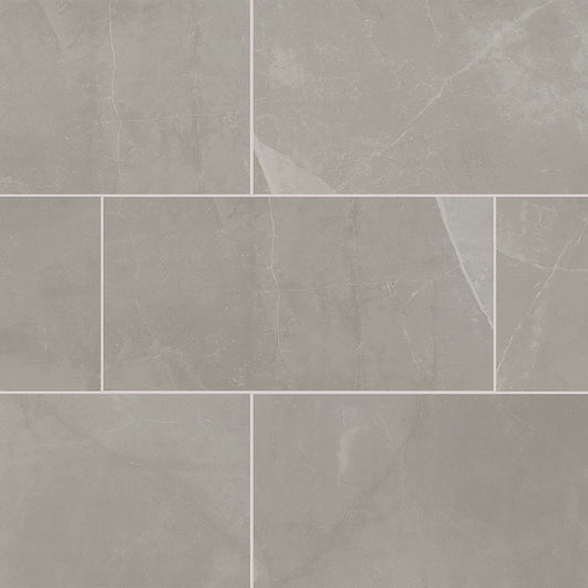 12x24 Sande Stone-Look Polished Smooth Porcelain Tile Grey Stone