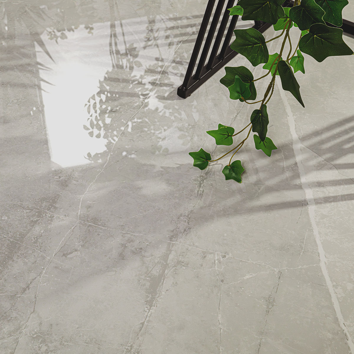 12x24 Sande Stone-Look Polished Smooth Porcelain Tile Grey Stone