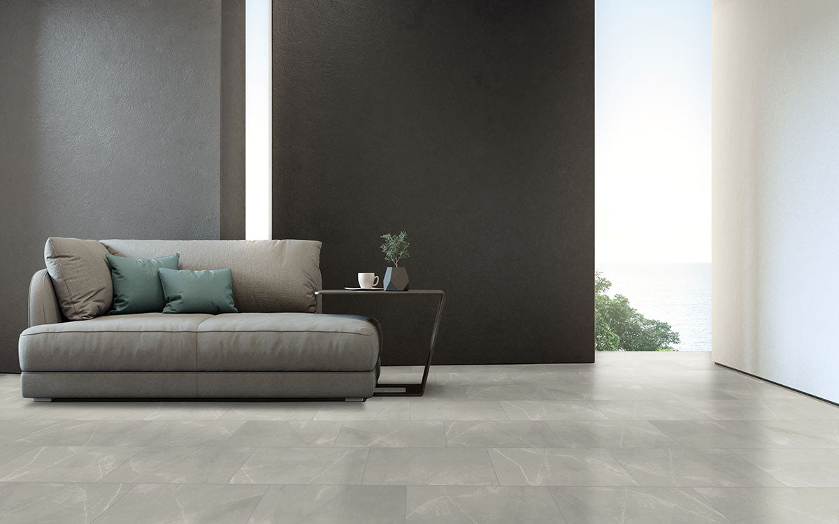12x24 Sande Stone-Look Matte Smooth Porcelain Tile Grey Stone