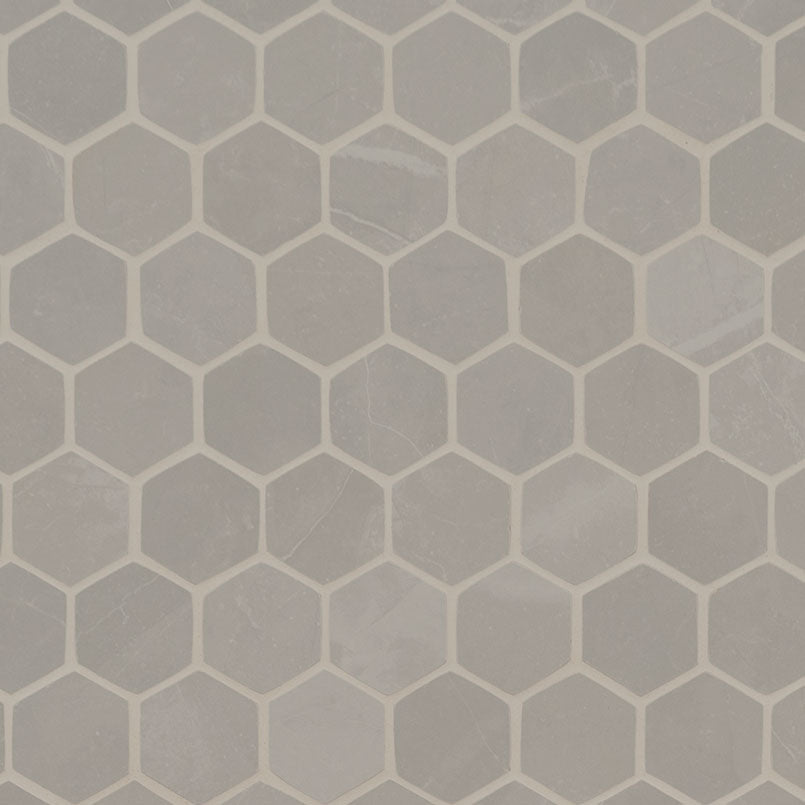 2x2 Sande Hexagon Mosaic Stone-Look Matte Smooth Porcelain Tile Grey Stone