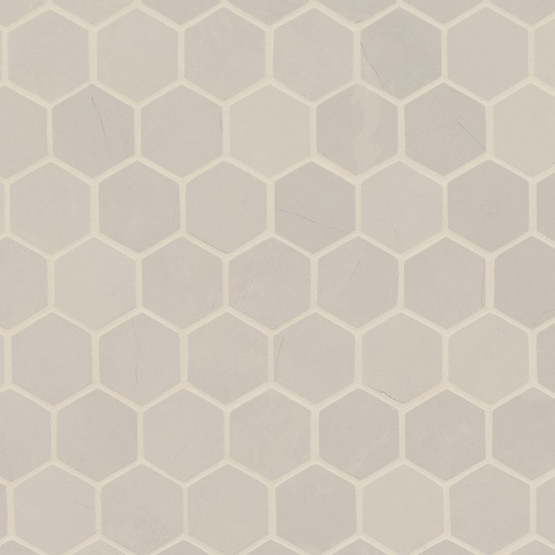 2x2 Sande Hexagon Mosaic Stone-Look Matte Smooth Porcelain Tile Light Taupe