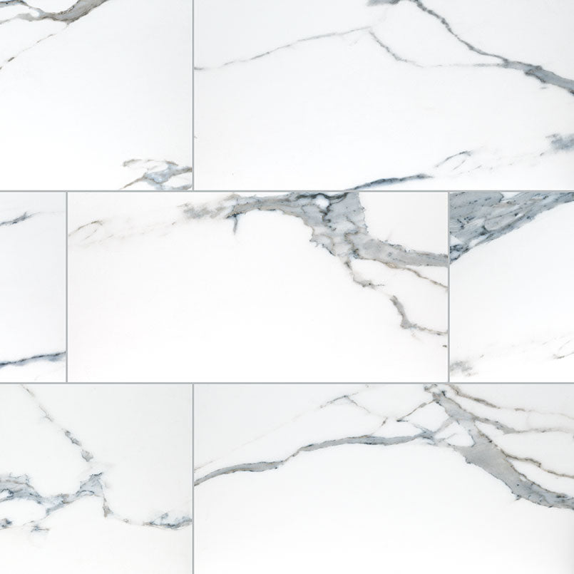 12x24 Savoy Marble-Look Matte Smooth Porcelain Tile Grey White