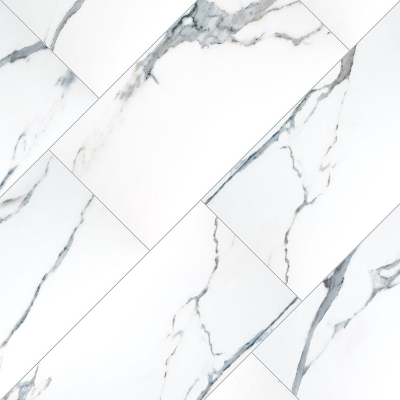 12x24 Savoy Marble-Look Matte Smooth Porcelain Tile Grey White