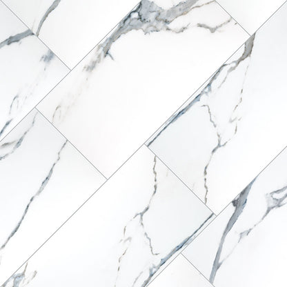 12x24 Savoy Marble-Look Matte Smooth Porcelain Tile Grey White