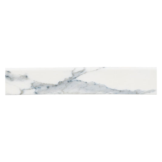 Blue White - 3x24 Savoy Bullnose Marble-Look Matte Smooth Porcelain Tile