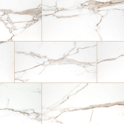 12x24 Savoy Marble-Look Matte Smooth Porcelain Tile Beige White