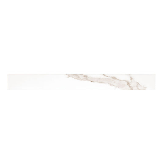 3x24 Savoy Bullnose Marble-Look Polished Smooth Porcelain Tile Beige White