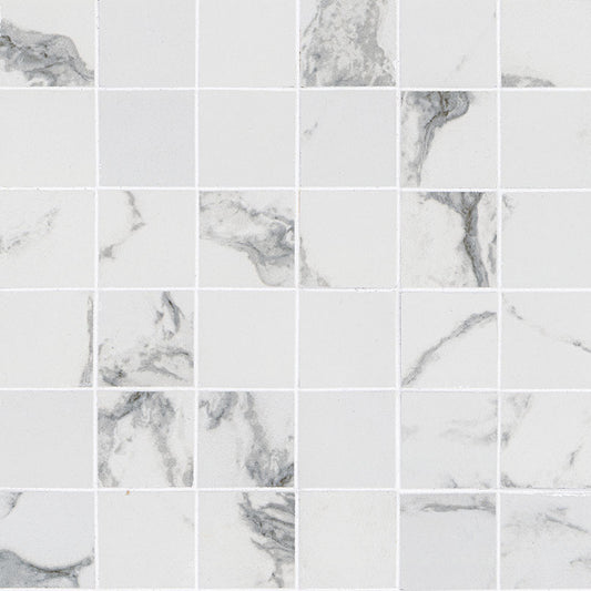 2x2 Pietra Statuario Mosaic Marble-Look Matte Smooth Porcelain Tile