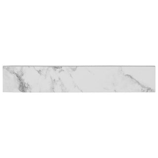 Soft White - 3x18 Statuario Bullnose Marble-Look Matte Smooth Porcelain Tile