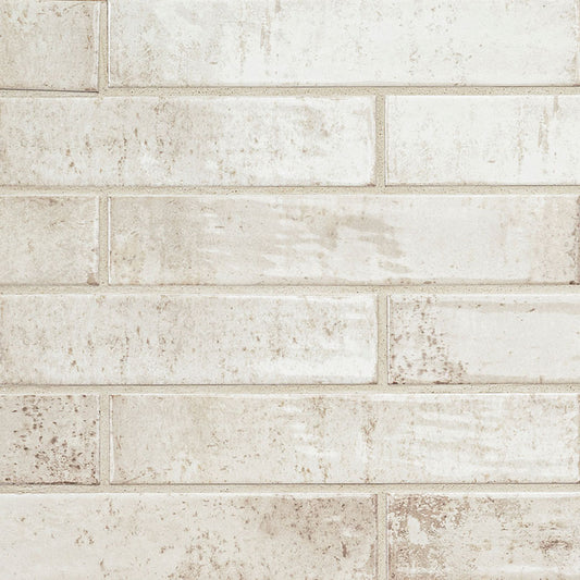 2x10 Stella Mosaic Natural-Look Glossy Textured Ceramic Tile Warm Cream