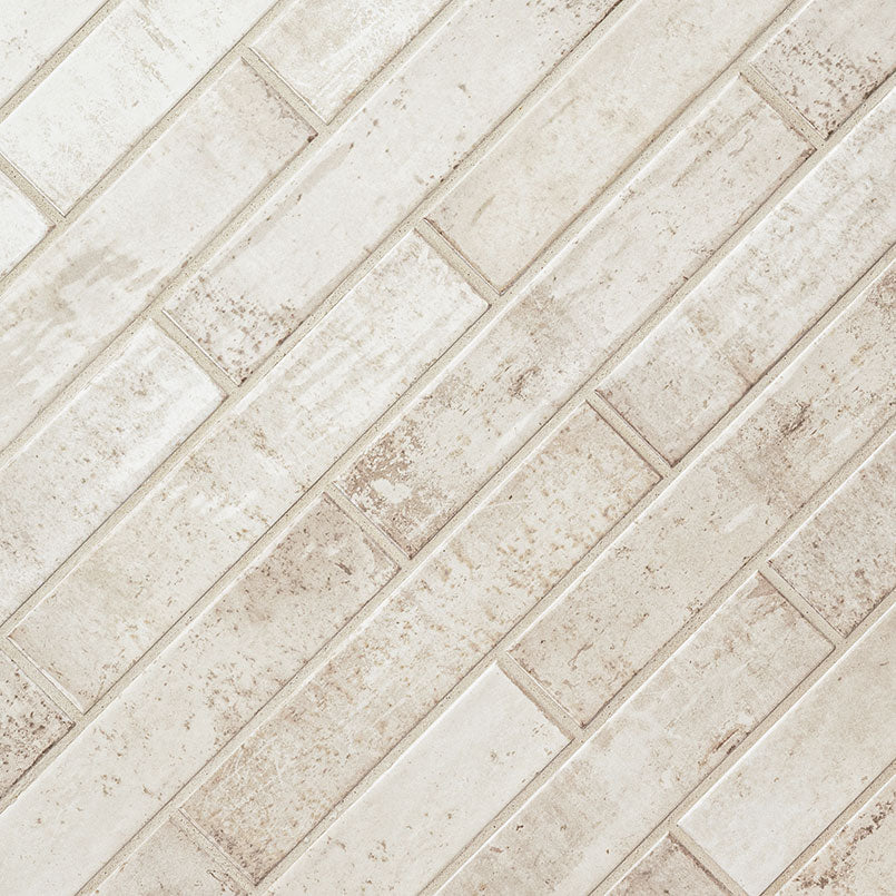 2x10 Stella Mosaic Natural-Look Glossy Textured Ceramic Tile Warm Cream