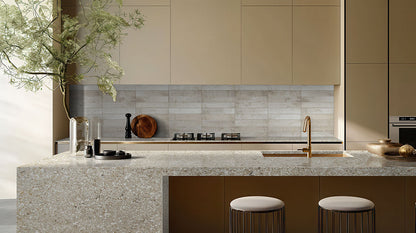 2x10 Stella Mosaic Natural-Look Glossy Textured Ceramic Tile Warm Cream