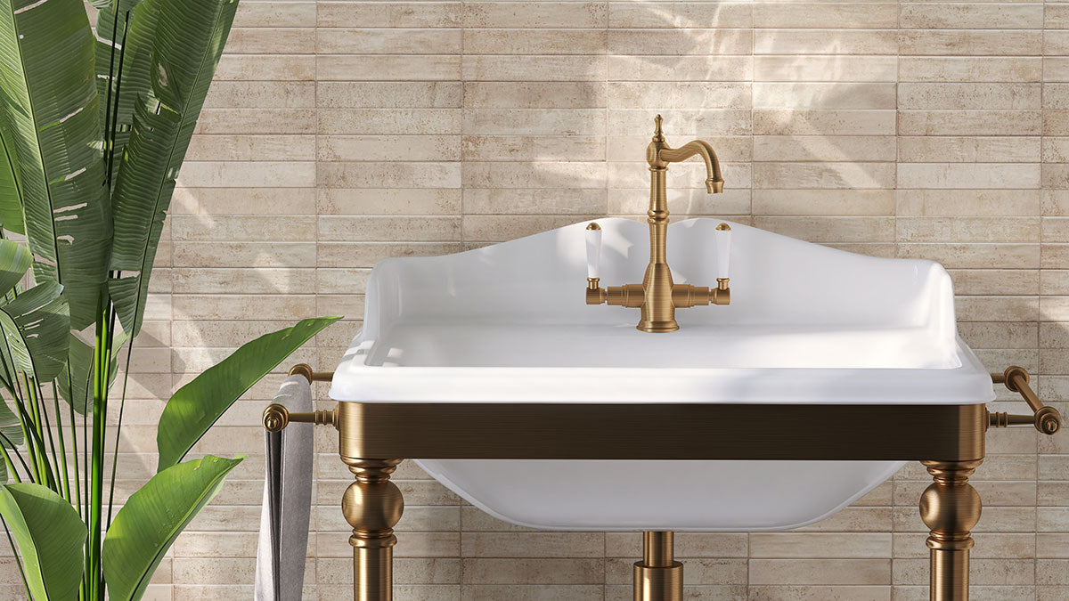 2x10 Stella Mosaic Natural-Look Glossy Textured Ceramic Tile Warm Cream