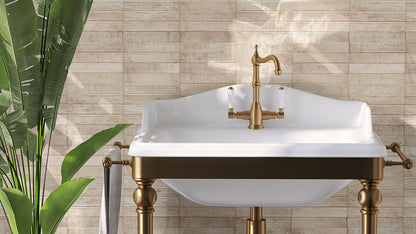 2x10 Stella Mosaic Natural-Look Glossy Textured Ceramic Tile Warm Cream